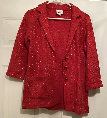 Eci New York Red Sequin Jacket Size Medium • $26