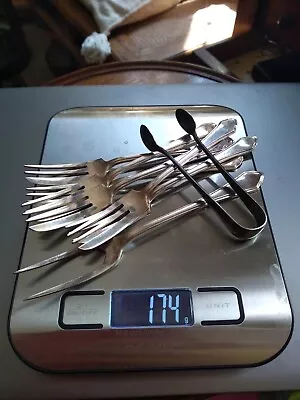 £56 • Buy Mappin & Webb Solid Silver Sugar Tongs With A Cased Set Of Cake Forks And Server