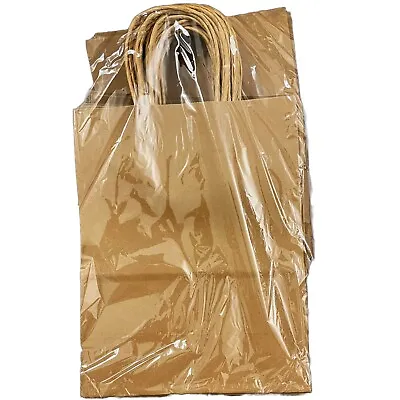 $21.50 • Buy 50 Pcs Paper Bags Brown Kraft Bag With Handles Gift Retail Merchandise Shopping