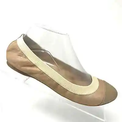 J Crew Mila Ballet Flat Neutral Stretch Cap Toe Italy Womens Size 8 • $29.95