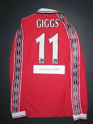 1998-1999 Umbro Manchester United Ryan Giggs Long Sleeve Jersey Shirt Kit LS • $699.99