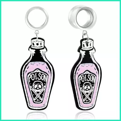 Pair Poison Bottle Ear Gauges Ear Plugs Ear Tunnels Piercings Body Jewelry  • $16.37