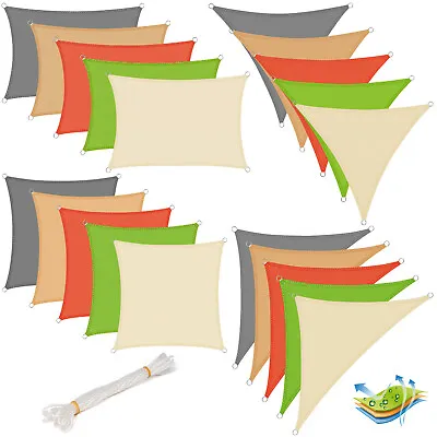 Outdoor Sun Shade Sail Patio Suncreen Awning Garden HDPE Sun Canopy UV Protect • £13.99