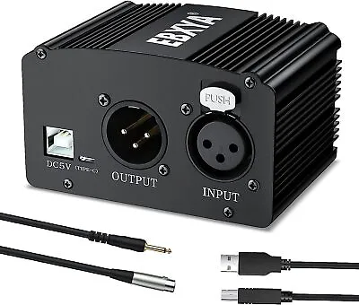 48V Phantom Power Supply With USB Cable XLR To 3.5 Microphone Cable For Any Cond • £25