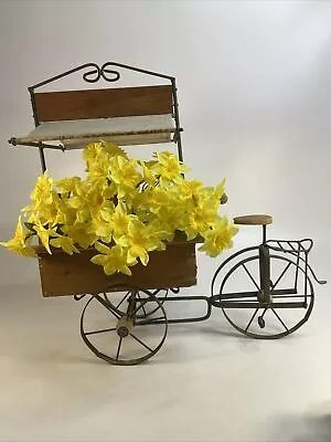 Vintage Bicycle Flower Cart Garden Market Wood Metal Indoor Outdoor Doll Size • $59.99