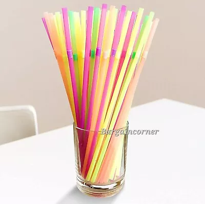 Drinking Straws Bright Colour Bendable Straw Cocktail Juice Drink Straw Reusable • £10.48