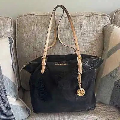 Michael Kors Black Patent Embossed Python Jet Set Tote 4MK124 Preowned • $82.65