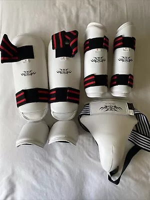 Muay Thai Kick Boxing Sparring Gear Groin Shin Forearm Pad Protector Hardly Used • $39.99