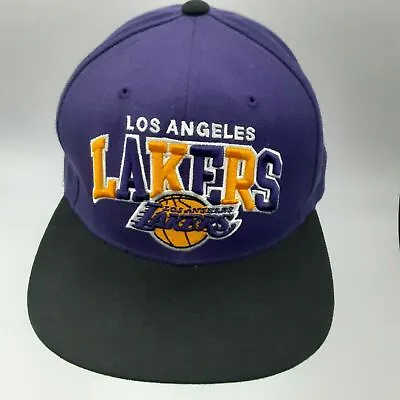 Los Angeles Lakers Snapback Hat Cap Purple Black Large Script Mitchell & Ness • $18.99