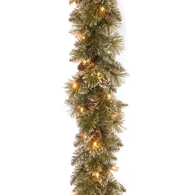 National Tree Company 9 Ft Glittery Bristle Pinecone Pre-Lit Garland • $34.95