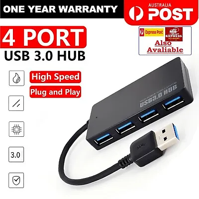 $11.95 • Buy 4 Port USB 2.0/3.0 Hub Power Compact Splitter Ultra High Speed Slim Extender Pc