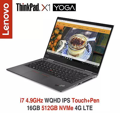 ThinkPad X1 Yoga I7 4.9GHz WQHD Touch Pen 16GB 512GB 4G 2Y Premier OS Warranty • $1574.95