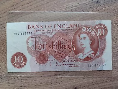 Bank Of England 10 Shilling Note CASHIER HOLLOM 72J 882677 • £0.99