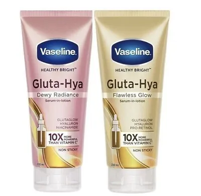 Vaseline GlutaGlow-Hya Dewy Radiance & Gluta-Hya Flawless Glow Serum 200+200ml : • £21.49