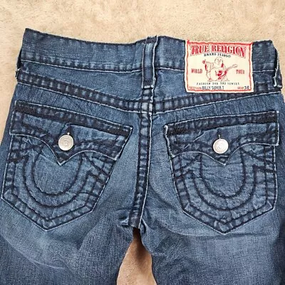 True Religion Made In USA Billy Super T Men's Dark Blue Jeans Size 30 Seat 34 • $52.88