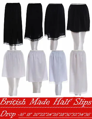 £7.99 • Buy Women Black Ivory & White Waist Half Slips Underskirt Petticoat Lengths 16 -36 