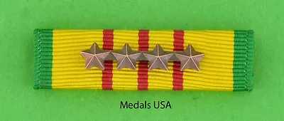 VIETNAM SERVICE MEDAL RIBBON BAR With 4 Bronze Campaign / Battle Stars • $6.48