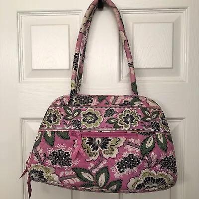 Vera Bradley Priscilla Pink Floral Flowers Quilted Bowler Bag With Zipper • $18