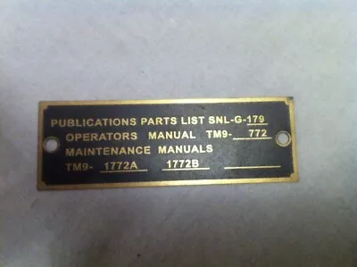 Studebaker Weasel M29 M29c T24 G179 WWII Military Vehicles Data Plate • $19