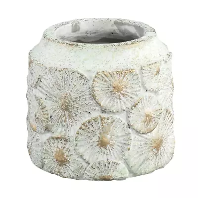 White Plant Pot Cover White & Gold Japanese Circle Geometric Planter Aisha • £6