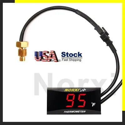 Motorcycle Water Temperature Gauge NORXI Thermometer °F Digital Sensor Meter RED • $19.52