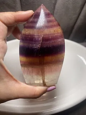Large Candy Rainbow Fluorite Ornament 10.2cm 269g Natural Crystal Flame Tower • £38