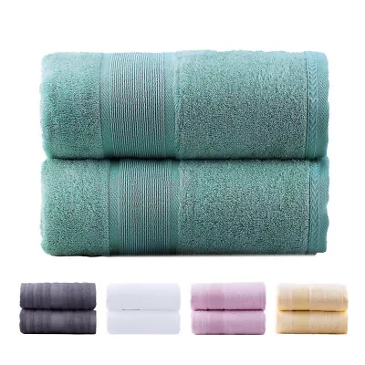 2 Pack Oversize Bamboo Cotton Bath Towels Premium Ultra Soft Absorbent Towel • $39.99