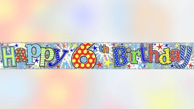 £2.75 • Buy 9ft Age Six Today Birthday Wall Banner. 6th Birthday Party Banner Decorations