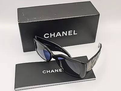 CHANEL Quilted Side BLACK Sunglasses Made In ITALY 5019 501/91 With Box And Book • $175