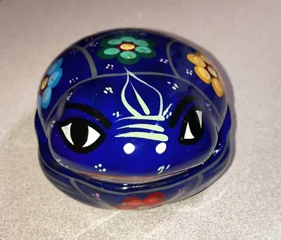 Big Eyed FROG Mexican Pottery Trinket Box Handpainted Colorful • $14