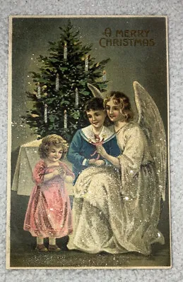 10” Victorian Christmas Card Wall Decor Plaque  Angel Children Snow • $9.99