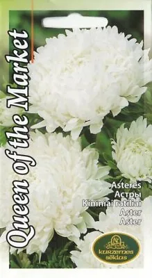 £1.89 • Buy Flower Seeds Aster Peony Queen Of The Market White Early Cut Pictorial Packet UK