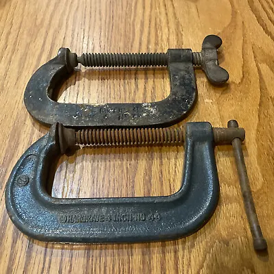 (2) VINTAGE HARGRAVE No 44 CLAMPS 4 INCH C-CLAMPS WELDING / WOODWORK USA • $25