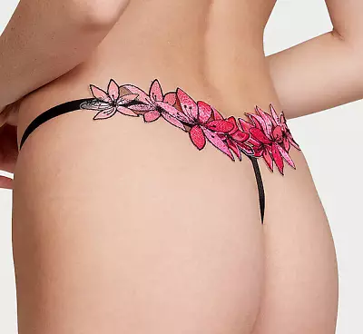 Victoria's Secret VERY SEXY Ziggy Glam Floral Embroidery Thong Panty S M L $39.9 • $14.95