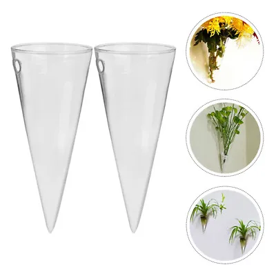  2 Pcs Hydroponic Vase Glass Wall Mounted Planters Vases Indoor Flower Pots • £12.55