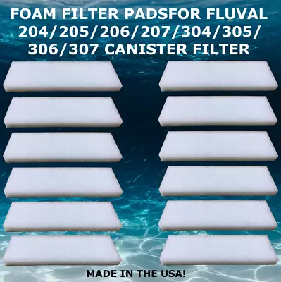 $12.95 • Buy 12 Foam Filter Pads For Fluval 204 205 206 207 304 305 306 307 Canister Filter