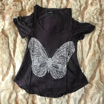 $24.99 • Buy NEW Lauren Moshi Cold Shoulder Butterfly Plum Purple Loose Fit *XS