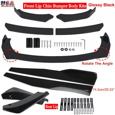 Universal Glossy Black Car Front/ Rear Bumper Lip Body Kit Splitter Spoiler Lip • $38.20