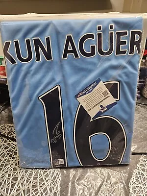 Sergio Kun Aguero Manchester City Retro/Legend Jersey Beckett Certified BC48234 • $296.96