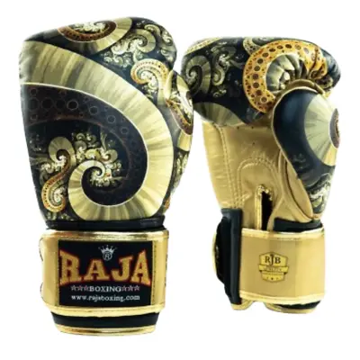 RAJA Muay Thai Gloves Boxing Handmade Fancy Premium Flannel Pattern Cow Leather • $119.90