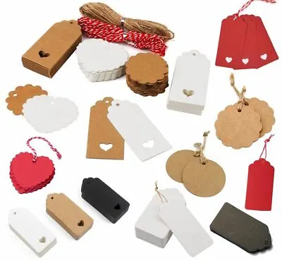 £4.19 • Buy 50/100 Christmas Kraft Paper Gift Tags Price Classic Scallop Label Blank Luggage