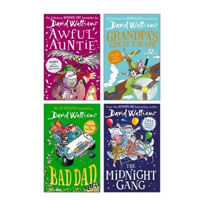 David Walliams - Bad Dad Awful Auntie Midnight Gang 4 Books Collection Set NEW • £16.99