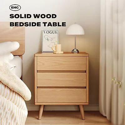 EHC Bedside Tables 3 Drawers Side Table Nightstand Bedroom Storage Cabinet Wood • $145