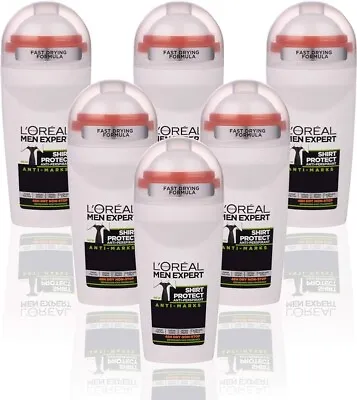 6 X L'Oreal Men Expert Shirt Protect 48H Roll On Antiperspirant Deodorant • £16.43