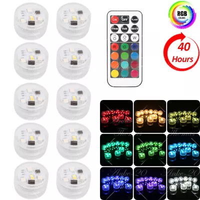 10PCS Submersible LED Lights Mini Waterproof Tea Light Multicolor Fish Tank Lamp • £16.99