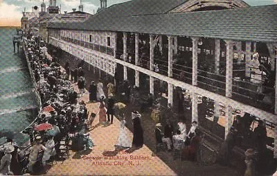  Postcard Steel Pier Crowds Watching Bathers Atlantic City NJ • $20.02