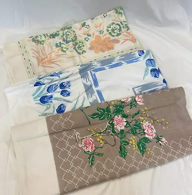 Lot Of 3 Vintage Printed Tablecloths For Crafts Upcycle Repurpose • $19.99