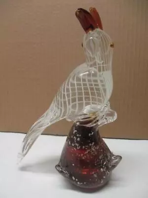 Murano Style Gold Brown Blown Glass Parrot Bird Cockatoo Figurine 9  Tall • $29.90