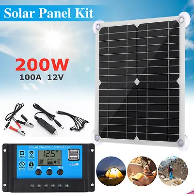 ECO 100W 200W Watt Solar Panel Kit With 30A LCD Controller For RV Camping Marine • £22.99
