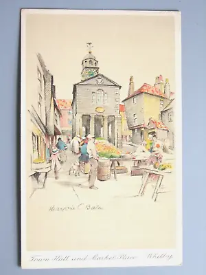Postcard Whitby Town Hall & Market Place Marjorie C Bates • £4